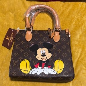 Louis Vuitton Brown Tote with Mickey Mouse Design